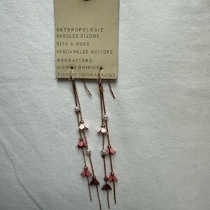 Anthropologie Pink and Gold Chain Earrings